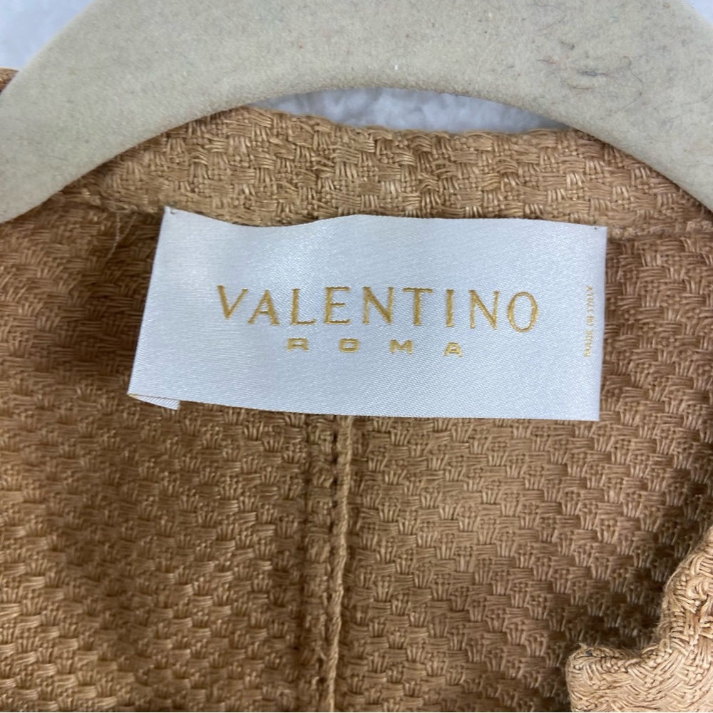 Valentino Spa camel color grommet ope jacket / cardigan. 100% linen size 4 - Picture 3 of 10